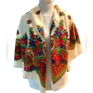 Liz Sinclair Paisley Scarf Wrap Oversized Italian Cottagecore Grandma 80s